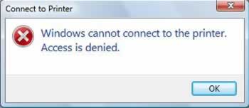 Windows Vista - Printer Access is Denied