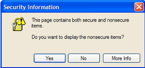 Warning Message about Secure and NonSecure Pages