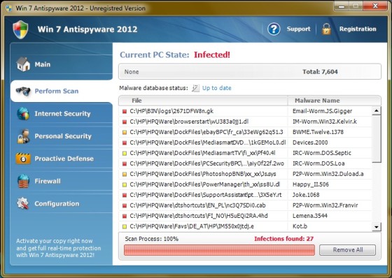 Win 7 Antispyware 2012 screenshot