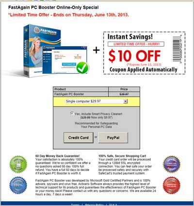 Expiring coupon FastAgain PC Booster